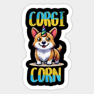 Corgi Corn Funny Dog Unicorn Cartoon Kawaii Sticker